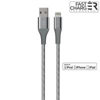 PURO Fabric K2 - Kabel w oplocie heavy duty USB-A/Lightning MFi 1,2m (Space Gray)
