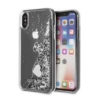 Guess Liquid Glitter Hearts - Etui iPhone Xs / X (Silver) Guess Liquid Glitter Hearts - Etui iPhone Xs / X (Silver)