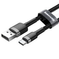 Baseus Cafule Cable - Kabel do ładowania i transmisji danych USB do USB-C 2 A, 2 m (szary/czarny) Baseus Cafule Cable - Kabel do ładowania i transmisji danych USB do USB-C 2 A, 2 m (szary/czarny)