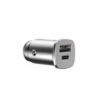 Baseus Square - Ładowarka samochodowa USB-A QC 4.0 + USB-C PD 3.0, 30 W (srebrny) Baseus Square - Ładowarka samochodowa USB-A QC 4.0 + USB-C PD 3.0, 30 W (srebrny)