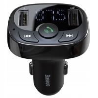 Baseus T - Ładowarka samochodowa 2 x USB 2.4 A + transmiter FM (czarny) Baseus T - Ładowarka samochodowa 2 x USB 2.4 A + transmiter FM (czarny)