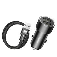 Baseus Small Screw - Ładowarka samochodowa 2 x USB, 3.4 A + kabel Lightning (czarny) Baseus Small Screw - Ładowarka samochodowa 2 x USB, 3.4 A + kabel Lightning (czarny)