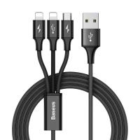 Baseus Rapid - Kabel połączeniowy 3w1, 2 x Lightning + USB + micro USB, 1.2 m (czarny)