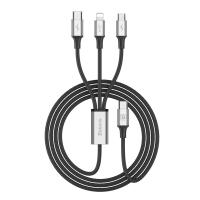 Baseus Rapid - Kabel połączeniowy 3w1, Lightning + USB-C + micro USB, 1.2 m (srebrny/czarny)