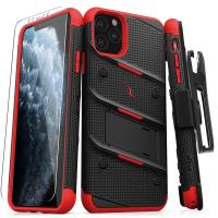 Zizo Bolt Cover - Pancerne etui iPhone 11 Pro Max ze szkłem 9H na ekran + podstawka & uchwyt do paska (Black/Red) Zizo Bolt Cover - Pancerne etui iPhone 11 Pro Max ze szkłem 9H na ekran + podstawka & uchwyt do paska (Black/Red)
