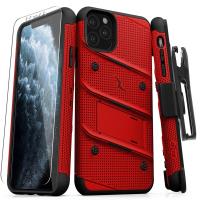 Zizo Bolt Cover - Pancerne etui iPhone 11 Pro Max ze szkłem 9H na ekran + podstawka & uchwyt do paska (Red/Black) Zizo Bolt Cover - Pancerne etui iPhone 11 Pro Max ze szkłem 9H na ekran + podstawka & uchwyt do paska (Red/Black)
