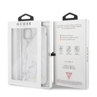 Guess Marble Tempered Glass Hardcase - Etui iPhone 11 Pro Max (biały)
