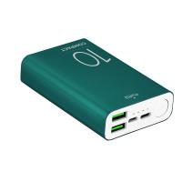 PURO Compact Power Bank - Power bank dla smartfonów i tabletów 10000 mAh 2 x USB-A, 1 x USB-C, 15W, Li-Poly (zielony)