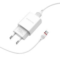 Borofone - Ładowarka sieciowa USB 10W + kabel USB-C 1 m (Biały) Borofone - Ładowarka sieciowa USB 10W + kabel USB-C 1 m (Biały)