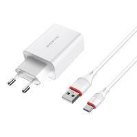 Borofone - Ładowarka sieciowa USB 18W, QC3.0 + kabel USB-C 1 m (Biały) Borofone - Ładowarka sieciowa USB 18W, QC3.0 + kabel USB-C 1 m (Biały)