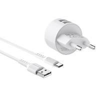 Borofone - Ładowarka sieciowa 2x USB, 10W + kabel USB-C 1 m (Biały) Borofone - Ładowarka sieciowa 2x USB, 10W + kabel USB-C 1 m (Biały)