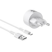 Borofone - Ładowarka sieciowa 2x USB, 10W + kabel microUSB 1 m (Biały) Borofone - Ładowarka sieciowa 2x USB, 10W + kabel microUSB 1 m (Biały)