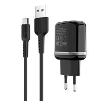 Borofone - Ładowarka sieciowa 2x USB, 10W z aluminiowym wykończeniem + kabel USB-C 1 m (Czarny) Borofone - Ładowarka sieciowa 2x USB, 10W z aluminiowym wykończeniem + kabel USB-C 1 m (Czarny)