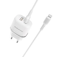 Borofone - Ładowarka sieciowa 2x USB, 10W z aluminiowym wykończeniem + kabel Lightning 1 m (Biały) Borofone - Ładowarka sieciowa 2x USB, 10W z aluminiowym wykończeniem + kabel Lightning 1 m (Biały)