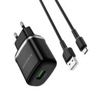 Borofone - Ładowarka sieciowa USB 18W, QC3.0, FCP, AFC + kabel microUSB 1 m (Czarny) Borofone - Ładowarka sieciowa USB 18W, QC3.0, FCP, AFC + kabel microUSB 1 m (Czarny)
