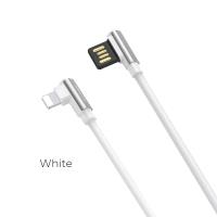 Borofone - Kabel kątowy dwustronny USB-A do Lightning, wtyk 90°, 1,2 m (Biały)