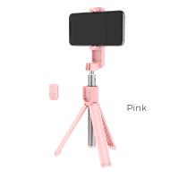 Borofone - selfie stick 76 cm plus tripod z pilotem bezprzewodowym, różowy Borofone - selfie stick 76 cm plus tripod z pilotem bezprzewodowym, różowy