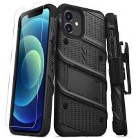 Zizo Bolt Cover - Pancerne etui iPhone 12 / iPhone 12 Pro ze szkłem 9H na ekran + podstawka & uchwyt do paska (czarny) Zizo Bolt Cover - Pancerne etui iPhone 12 / iPhone 12 Pro ze szkłem 9H na ekran + podstawka & uchwyt do paska (czarny)