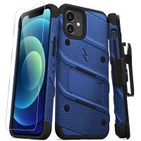 Zizo Bolt Cover - Pancerne etui iPhone 12 / iPhone 12 Pro ze szkłem 9H na ekran + podstawka & uchwyt do paska (niebieski/czarny) Zizo Bolt Cover - Pancerne etui iPhone 12 / iPhone 12 Pro ze szkłem 9H na ekran + podstawka & uchwyt do paska (niebieski/czarny)