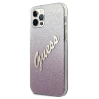 Guess Glitter Gradient Script - Etui iPhone 12 Pro Max (różowy)
