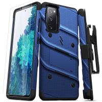 Zizo Bolt Cover - Pancerne etui Samsung Galaxy S20 FE ze szkłem 9H na ekran + podstawka & uchwyt do paska (niebieski/czarny) Zizo Bolt Cover - Pancerne etui Samsung Galaxy S20 FE ze szkłem 9H na ekran + podstawka & uchwyt do paska (niebieski/czarny)