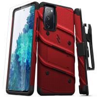 Zizo Bolt Cover - Pancerne etui Samsung Galaxy S20 FE ze szkłem 9H na ekran + podstawka & uchwyt do paska (czerwony/czarny) Zizo Bolt Cover - Pancerne etui Samsung Galaxy S20 FE ze szkłem 9H na ekran + podstawka & uchwyt do paska (czerwony/czarny)