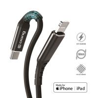 Crong Armor Link – Kabel MFi USB-C / Lightning w oplocie 150cm (czarny)