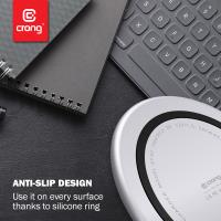 Crong PowerSpot Fast Wireless Charger – Aluminiowa ładowarka bezprzewodowa Qi 15W USB-C z powłoką ze szkła hartowanego (Shadow Black)