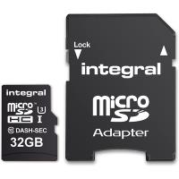 Integral Dash & Security microSDHC - Karta pamięci 32GB C10 UHS-I U3 z adapterem
