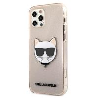 Karl Lagerfeld Choupette Head Glitter - Etui iPhone 12 / iPhone 12 Pro (złoty)