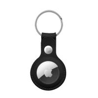 Crong Leather Case with Key Ring – Skórzane etui ochronne brelok do Apple AirTag (czarny)