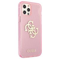 Guess Glitter 4G Big Logo - Etui iPhone 12 / iPhone 12 Pro (różowy)