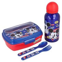 Mickey Mouse - Zestaw lunchbox, bidon 400ml, sztućce