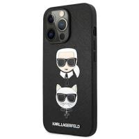 Karl Lagerfeld Saffiano Karl & Choupette Embossed Heads - Etui iPhone 13 Pro Max (czarny)