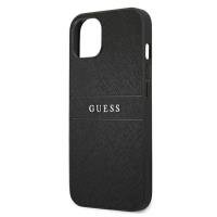 Guess Saffiano Metal Logo Stripes - Etui iPhone 13 mini (czarny)