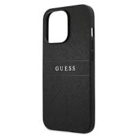 Guess Saffiano Metal Logo Stripes - Etui iPhone 13 Pro Max (czarny)