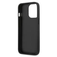 Guess Saffiano Metal Logo Stripes - Etui iPhone 13 Pro Max (czarny)