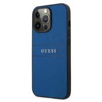 Guess Saffiano Metal Logo Stripes - Etui iPhone 13 Pro Max (niebieski)