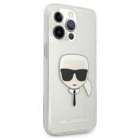 Karl Lagerfeld Karl's Head Glitter - Etui iPhone 13 Pro (srebrny)
