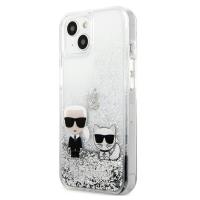 Karl Lagerfeld Liquid Glitter Karl & Choupette - Etui iPhone 13 (srebrny)