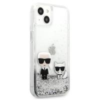 Karl Lagerfeld Liquid Glitter Karl & Choupette - Etui iPhone 13 mini (srebrny)