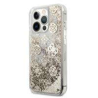 Guess Peony Liquid Glitter - Etui iPhone 13 Pro (złoty)