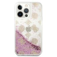Guess Peony Liquid Glitter - Etui iPhone 13 Pro (różowy)