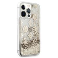 Guess Peony Liquid Glitter - Etui iPhone 13 Pro Max (złoty)