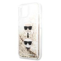 Karl Lagerfeld Liquid Glitter Karl & Choupette Head - Etui iPhone 13 mini (złoty)