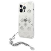 Guess Peony Chain Handle - Etui iPhone 13 Pro Max (srebrny)